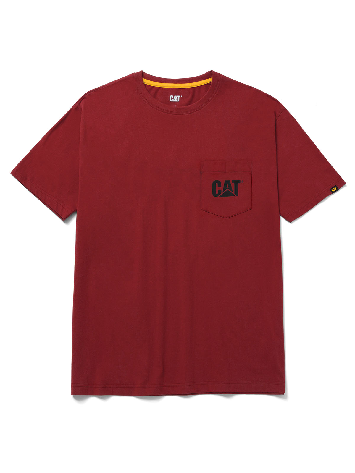 Polera Manga Corta Hombre Logo Pocket Roja CAT