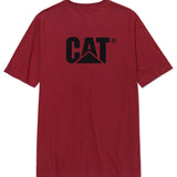 Polera Manga Corta Hombre Logo Pocket Roja CAT