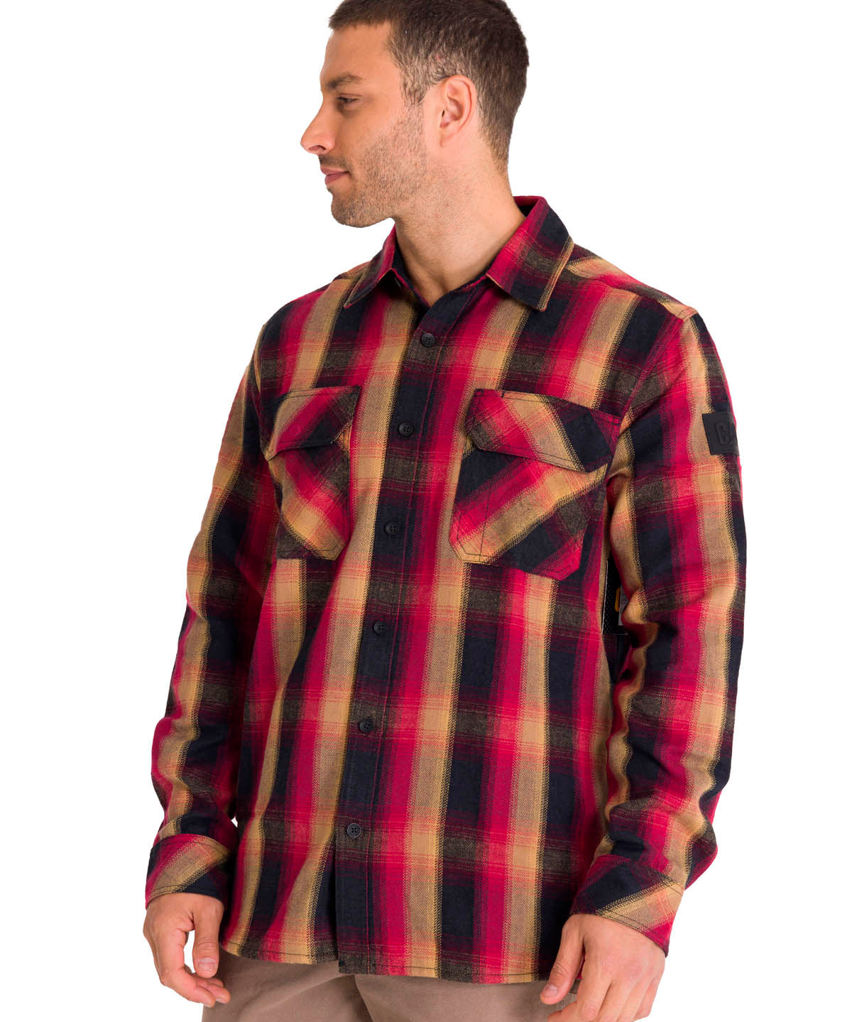 Chaqueta Manga Larga Hombre Buffalo Check Heavyweight Overshirt Roja Cat
