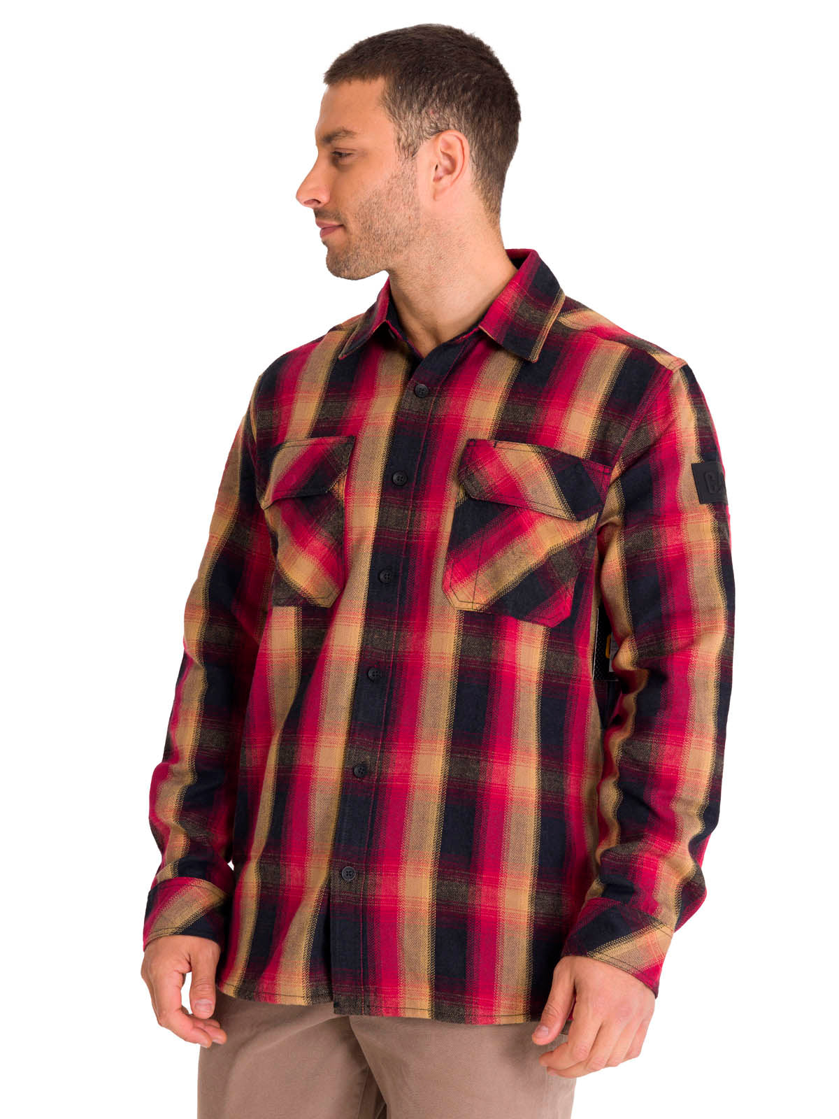 Chaqueta Manga Larga Hombre Buffalo Check Heavyweight Overshirt Roja Cat