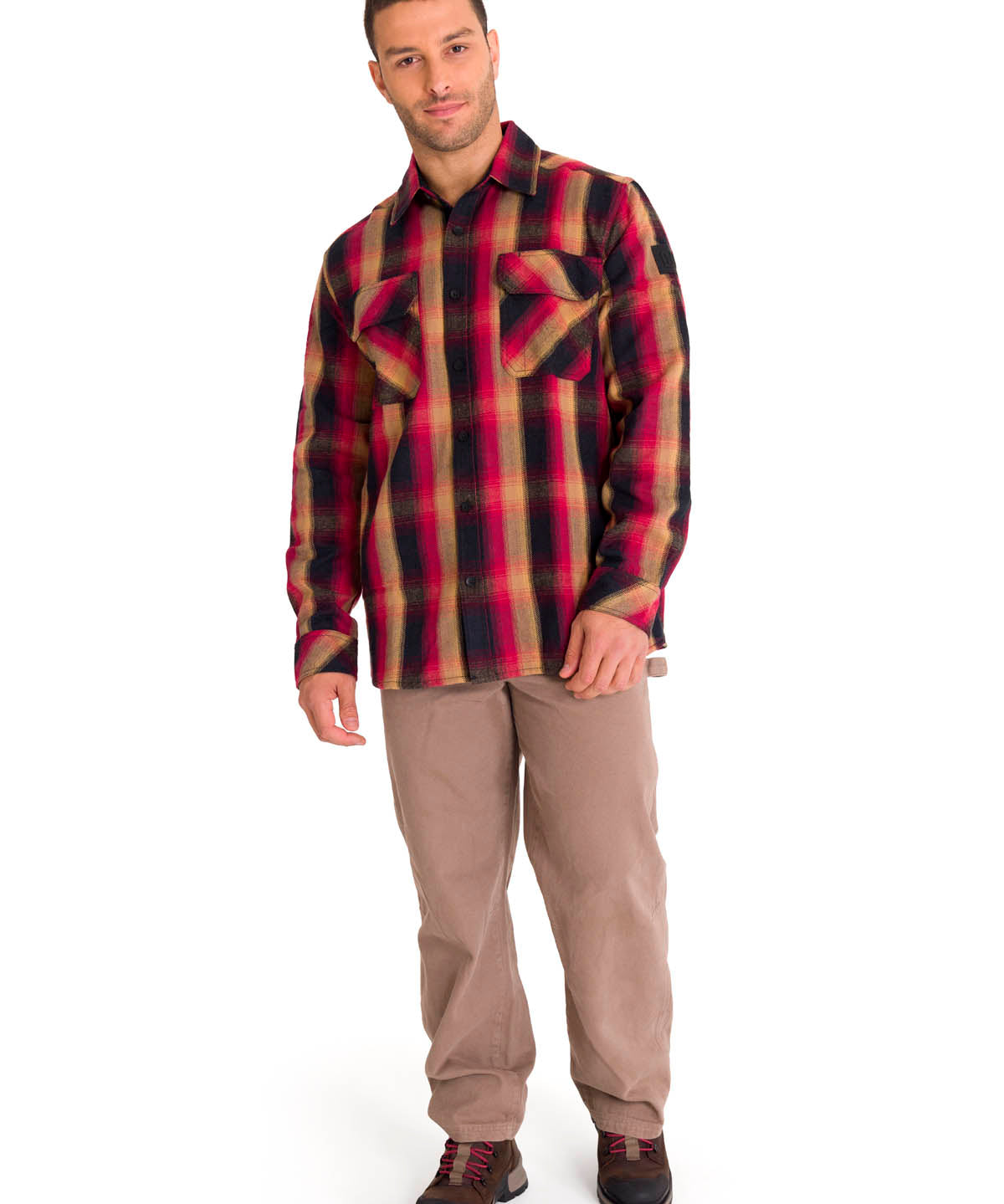 Chaqueta Manga Larga Hombre Buffalo Check Heavyweight Overshirt Roja Cat