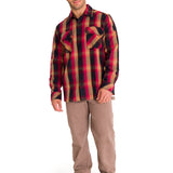 Chaqueta Manga Larga Hombre Buffalo Check Heavyweight Overshirt Roja Cat