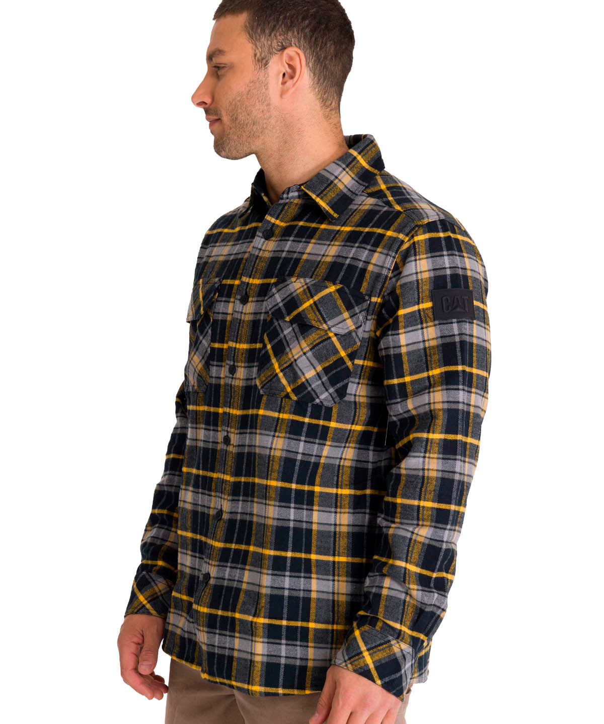 Chaqueta Manga Larga Hombre Buffalo Check Heavyweight Overshirt Negra Cat