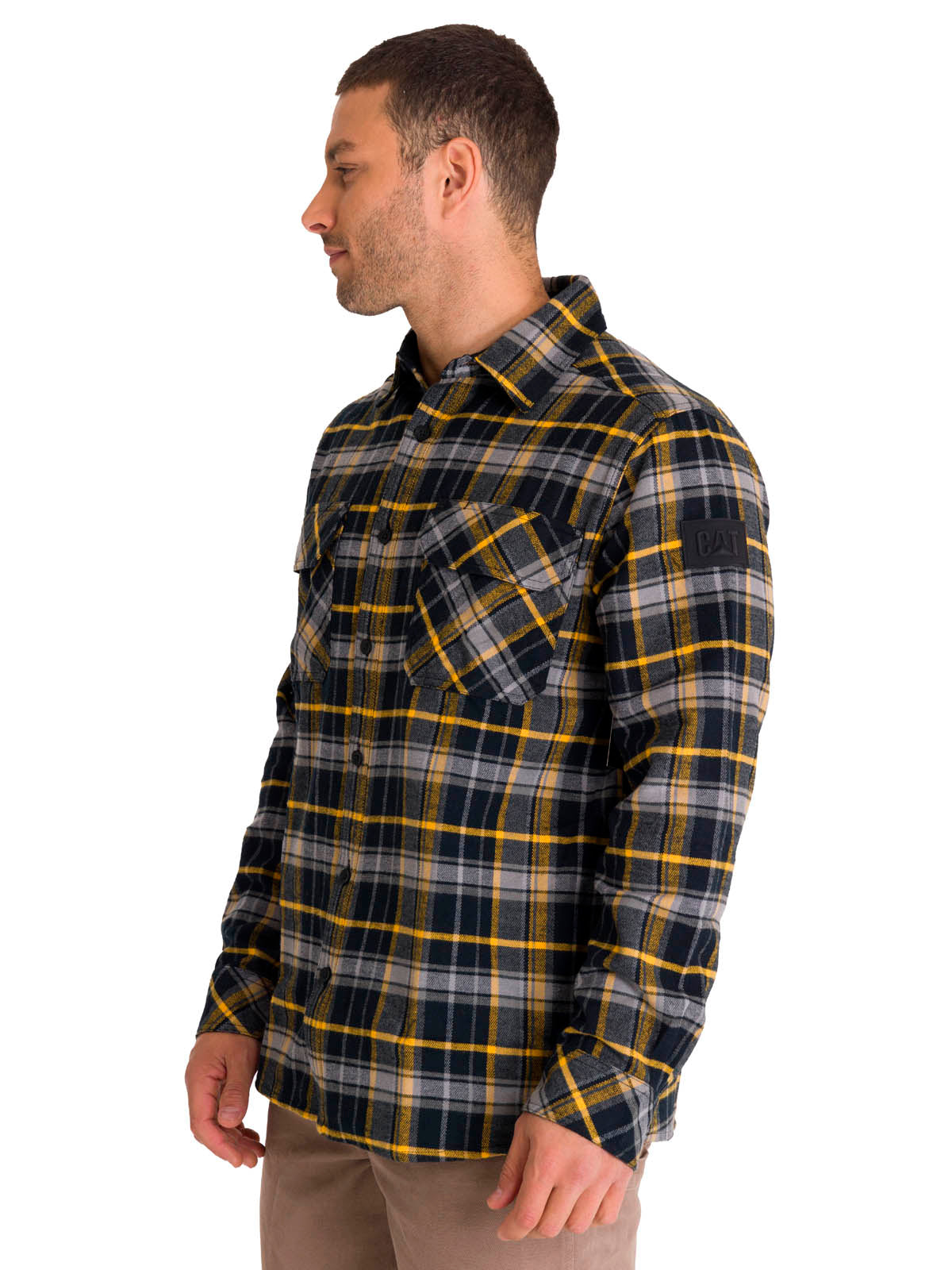 Chaqueta Manga Larga Hombre Buffalo Check Heavyweight Overshirt Negra Cat
