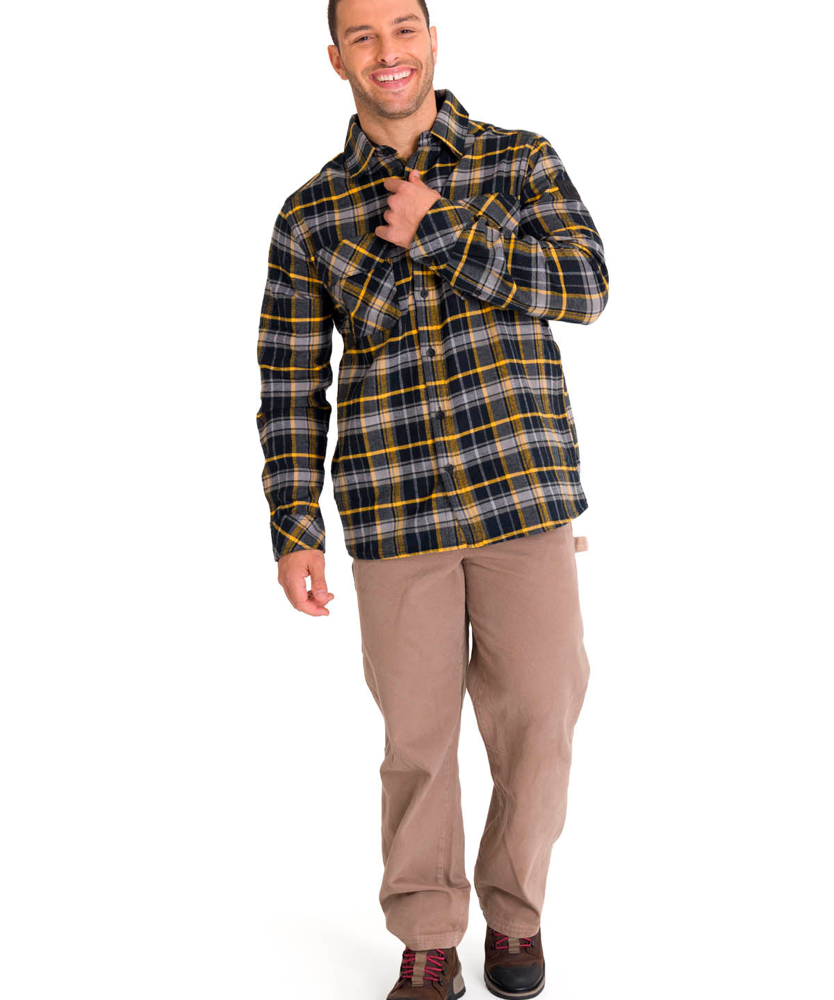 Chaqueta Manga Larga Hombre Buffalo Check Heavyweight Overshirt Negra Cat