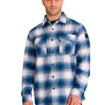Chaqueta Manga Larga Hombre Buffalo Check Heavyweight Overshirt Azul Petróleo Cat