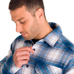 Chaqueta Manga Larga Hombre Buffalo Check Heavyweight Overshirt Azul Petróleo Cat