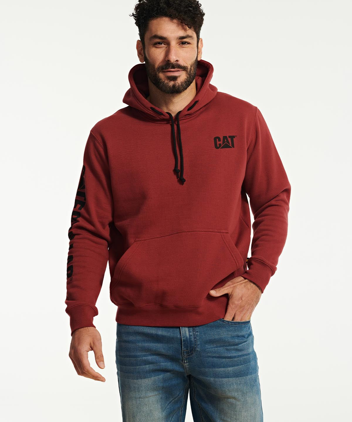 Polerón Manga Larga Hombre Trademark Banner Hooded Burdeo Cat