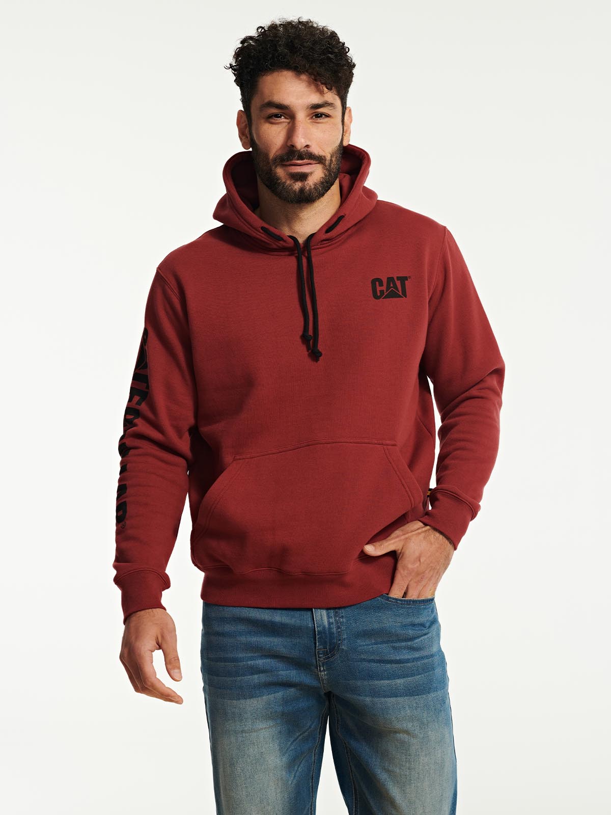Polerón Manga Larga Hombre Trademark Banner Hooded Burdeo Cat