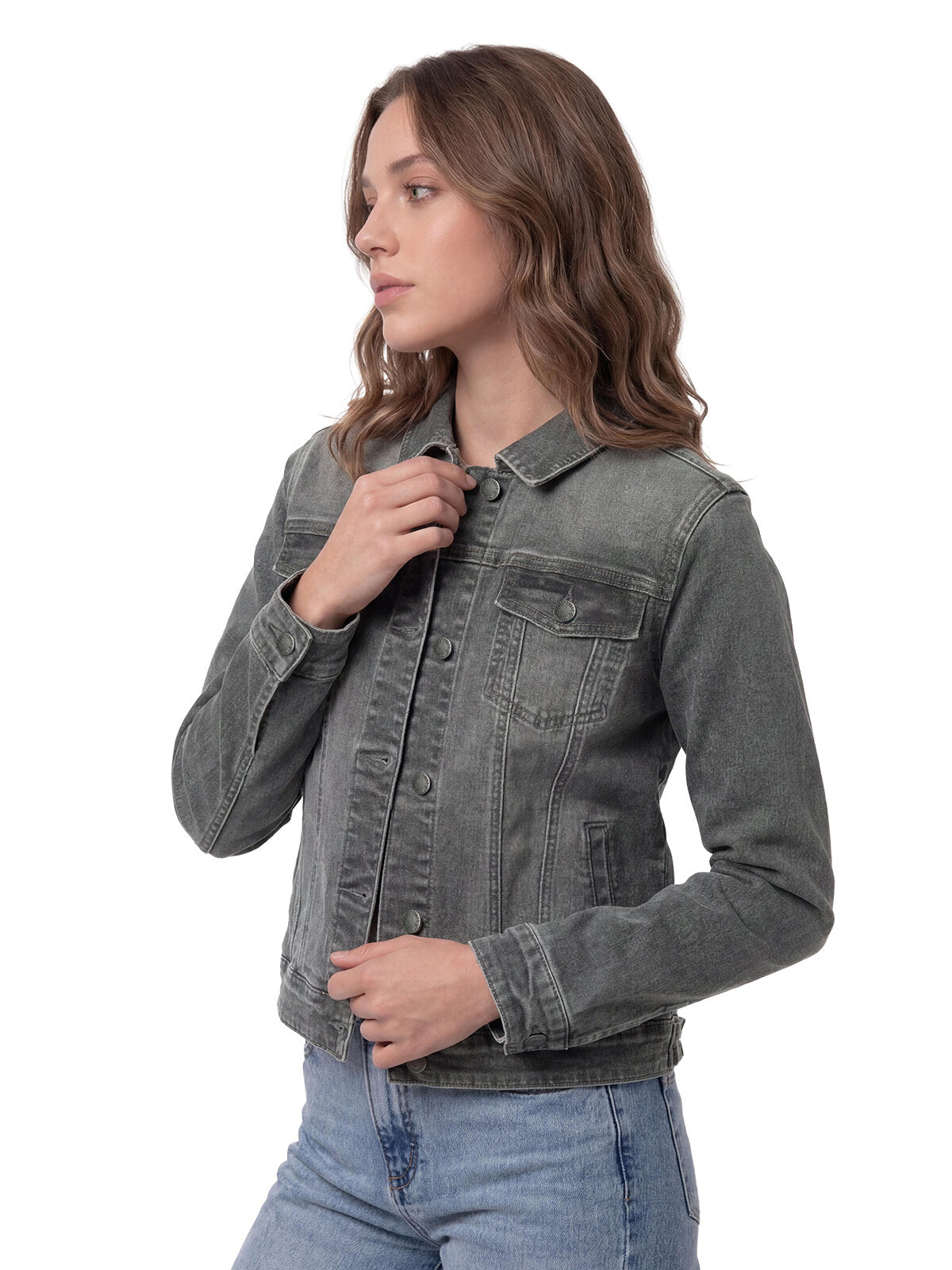 Chaqueta Jeans Mujer Fundation Gris Cat