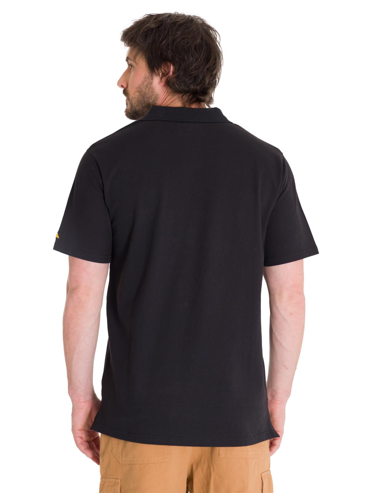 Polera Polo Casual Hombre Cat Logo Pique Polo Negro Cat