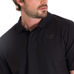 Polera Polo Casual Hombre Cat Logo Pique Polo Negro Cat