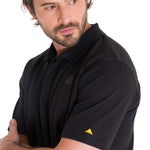 Polera Polo Casual Hombre Cat Logo Pique Polo Negro Cat