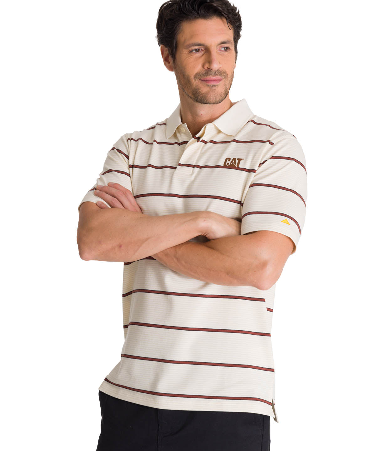 Polera Polo Manga Corta Hombre Logo Beige CAT