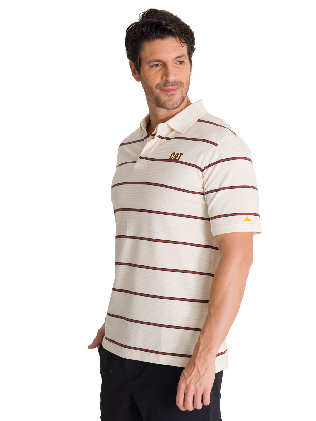Polera Polo Manga Corta Hombre Logo Beige CAT