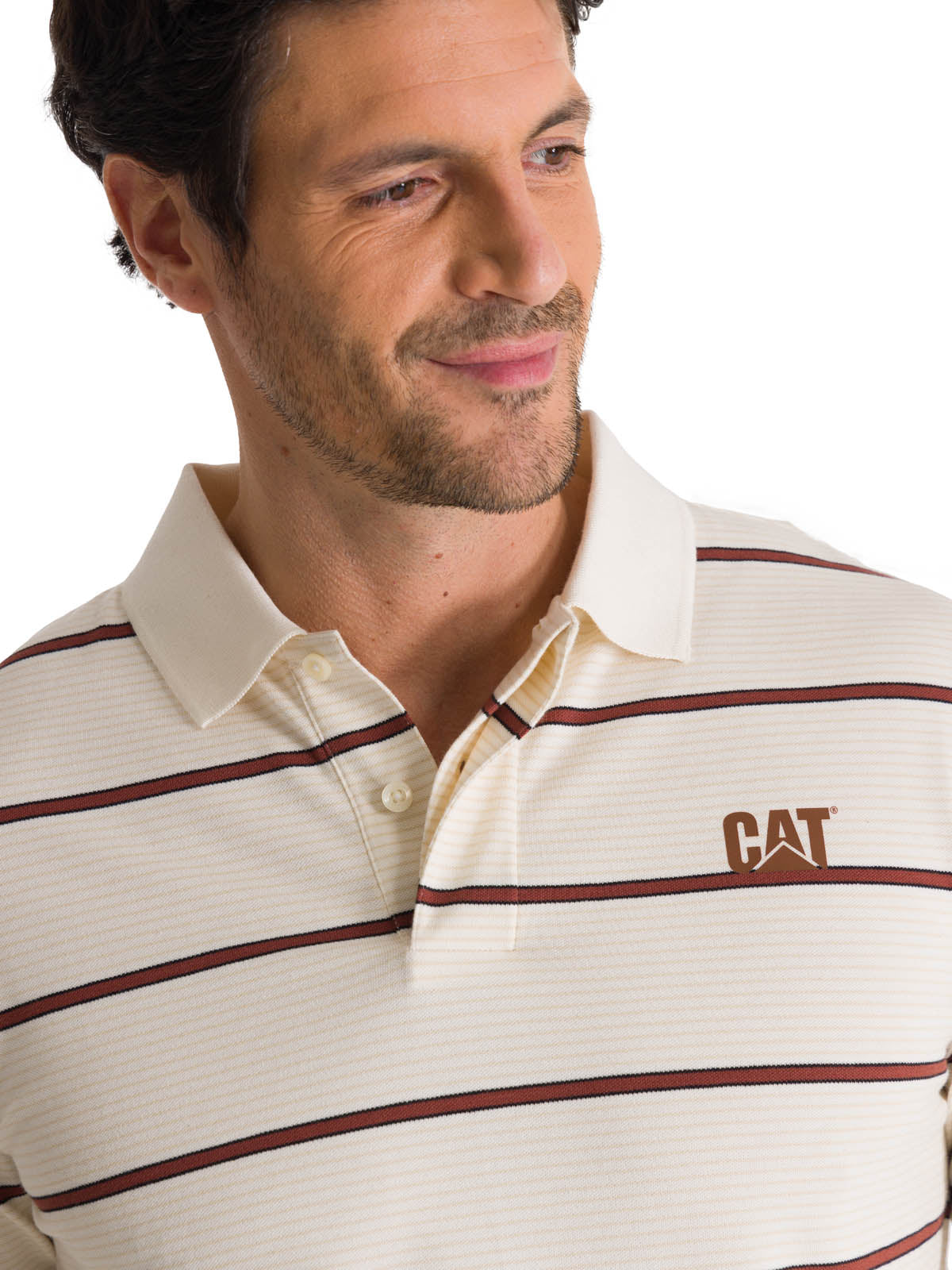 Polera Polo Manga Corta Hombre Logo Beige CAT