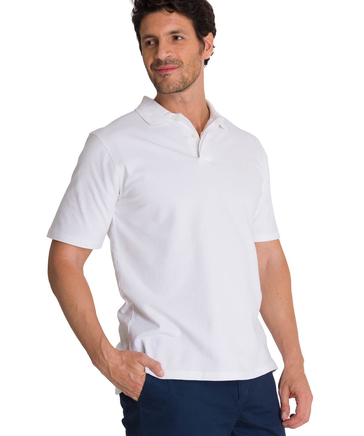 Polera Polo Casual Hombre Cat Logo Pique Polo Blanco Cat