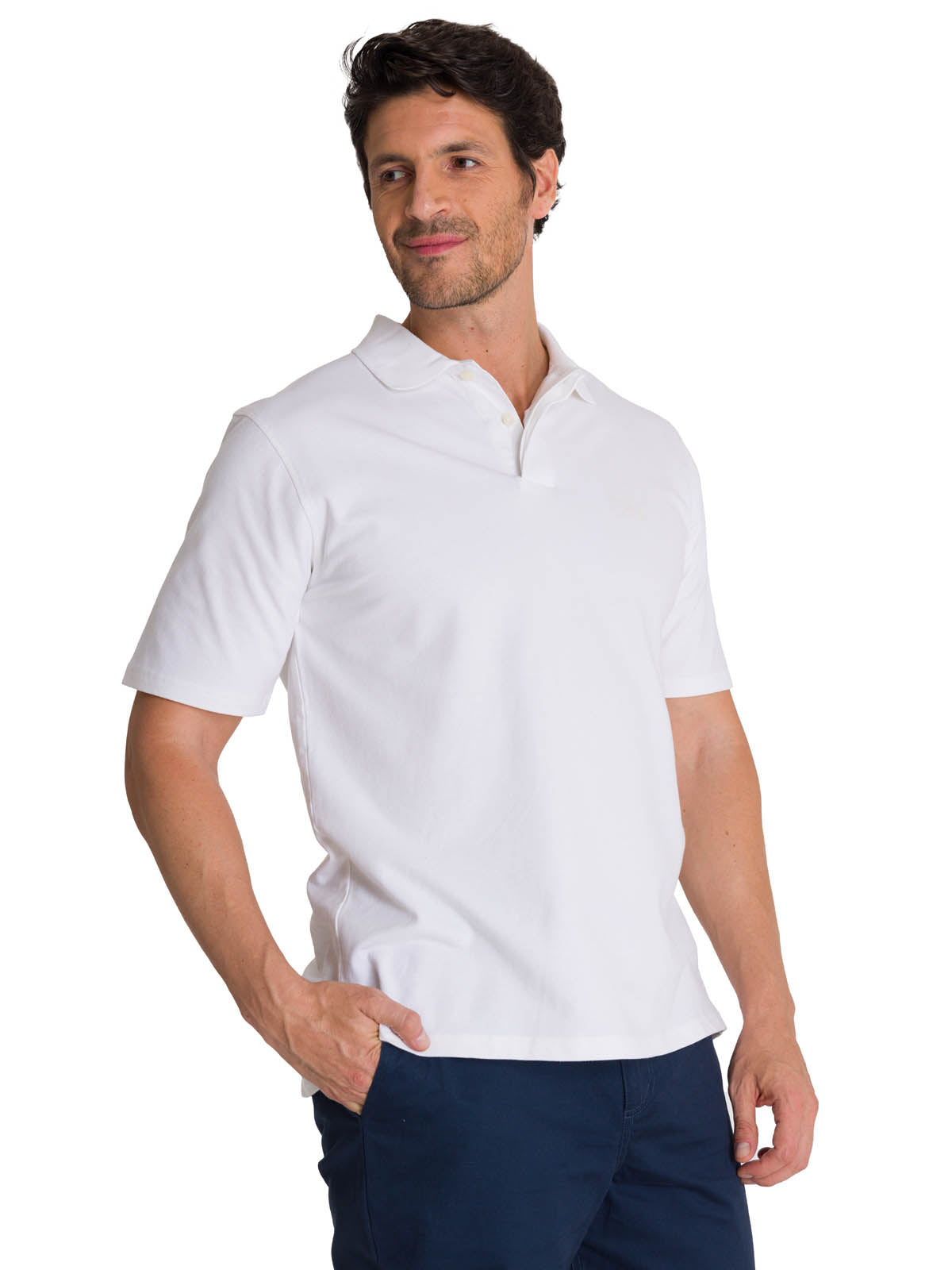 Polera Polo Casual Hombre Cat Logo Pique Polo Blanco Cat