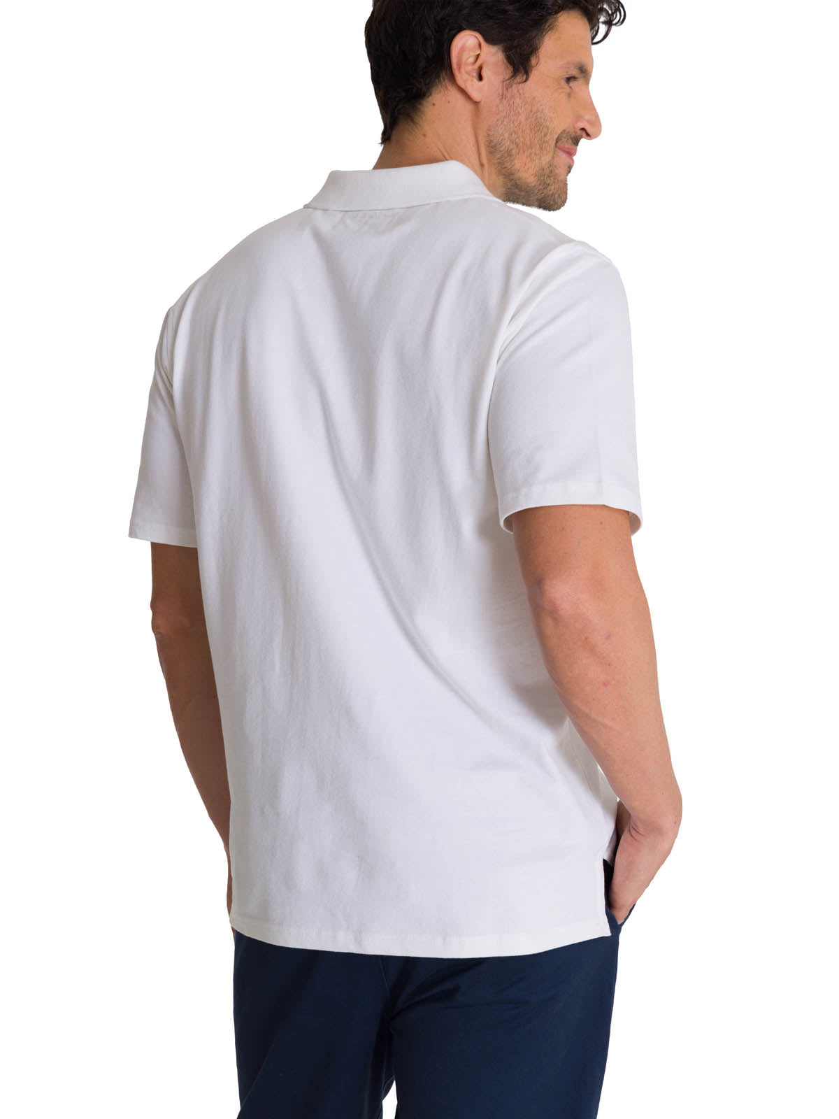 Polera Polo Casual Hombre Cat Logo Pique Polo Blanco Cat