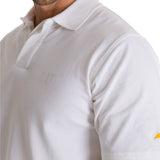 Polera Polo Casual Hombre Cat Logo Pique Polo Blanco Cat