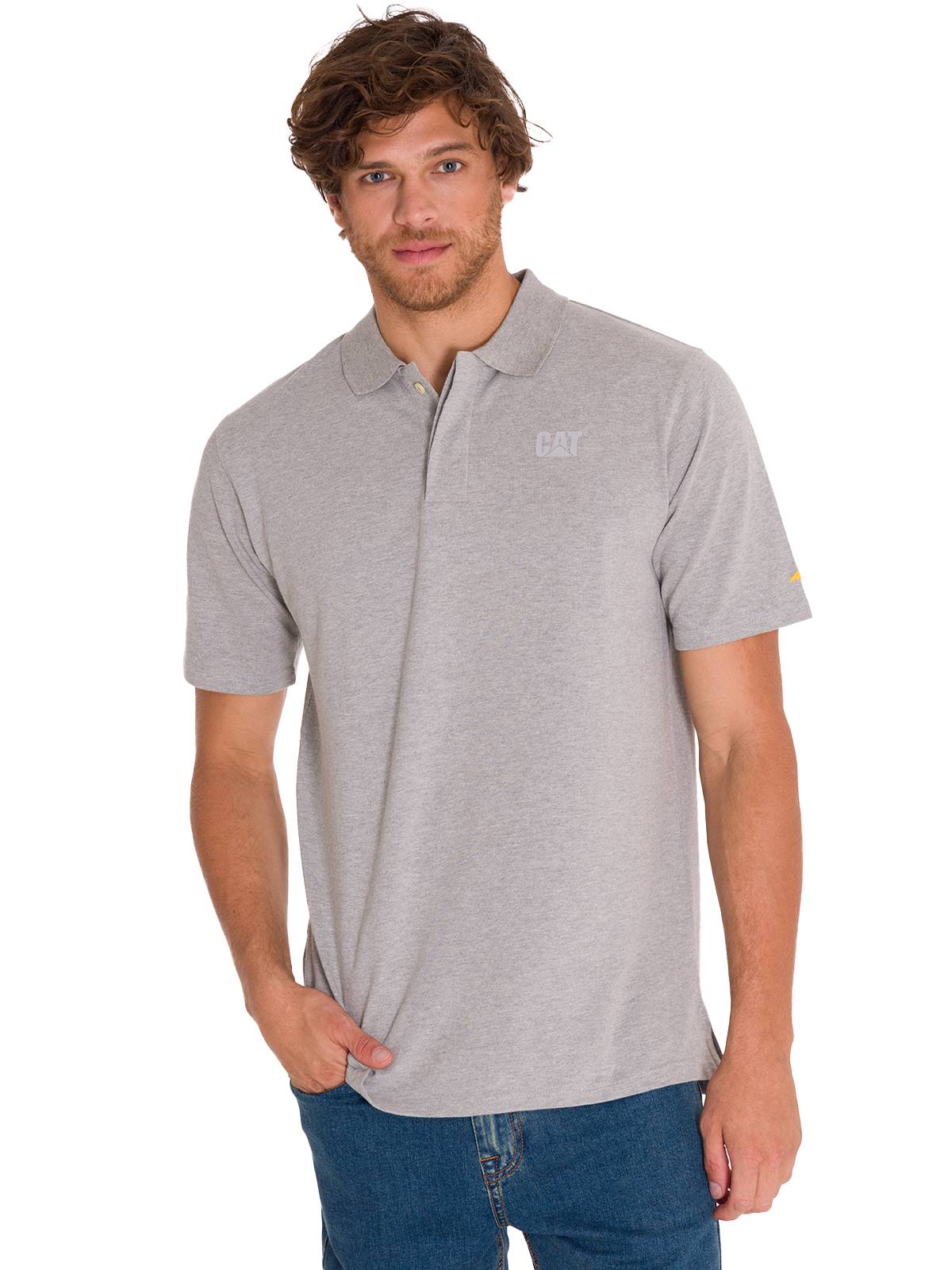 Polera Polo Casual Hombre CAT LOGO PIQUE POLO Gris CAT