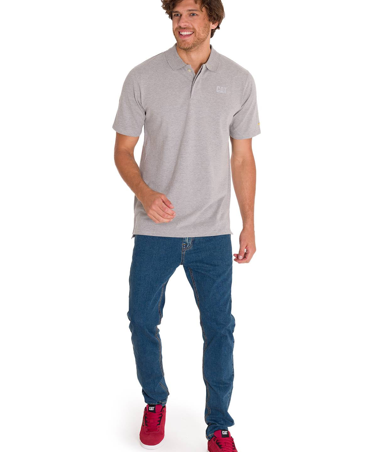 Polera Polo Casual Hombre CAT LOGO PIQUE POLO Gris CAT