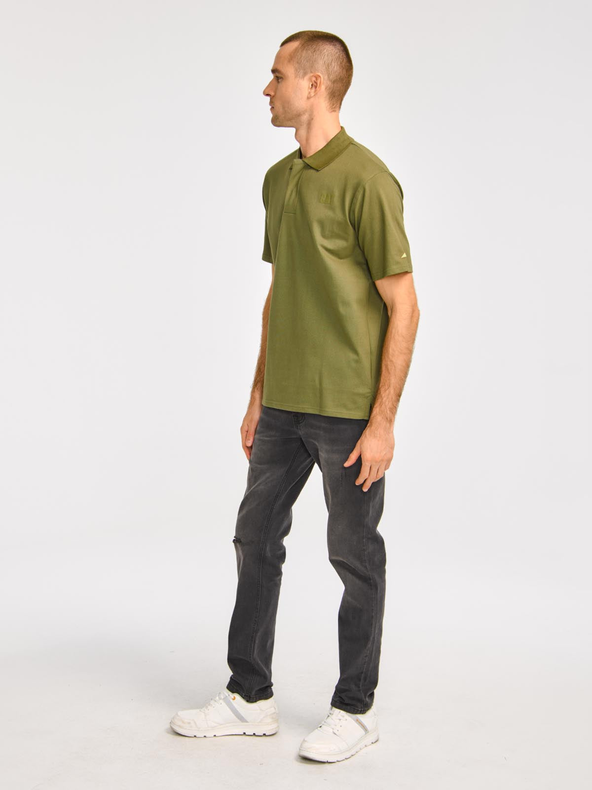 Polera Polo Hombre Logo CAT Oliva Cat