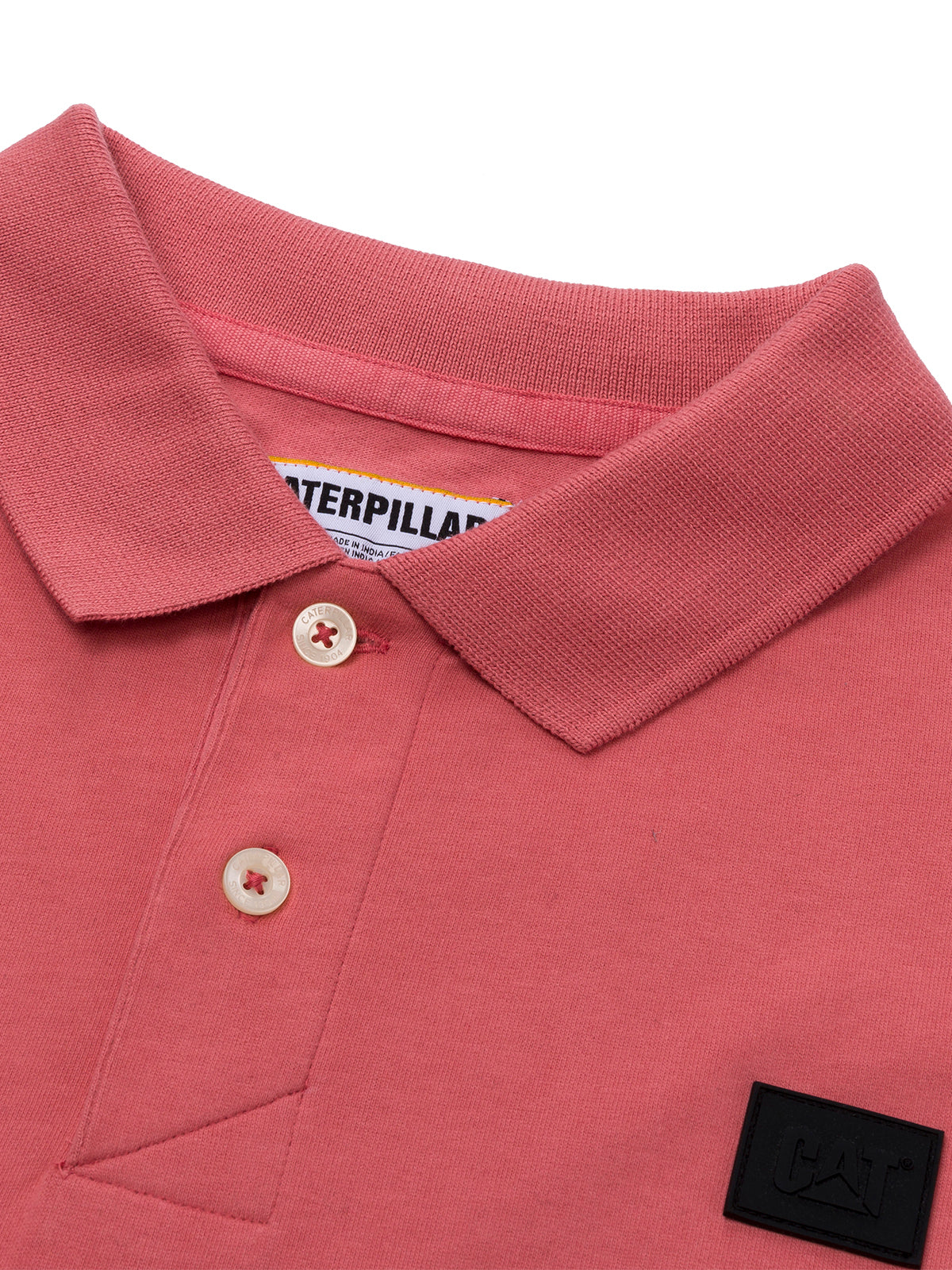 Polera Polo Manga Corta Hombre Logo Café Claro CAT