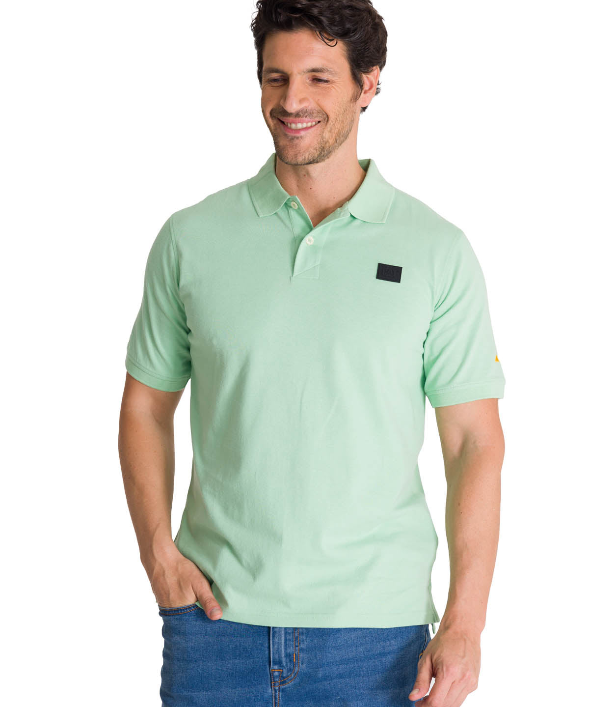 Polera Polo Manga Corta Hombre Logo Verde CAT