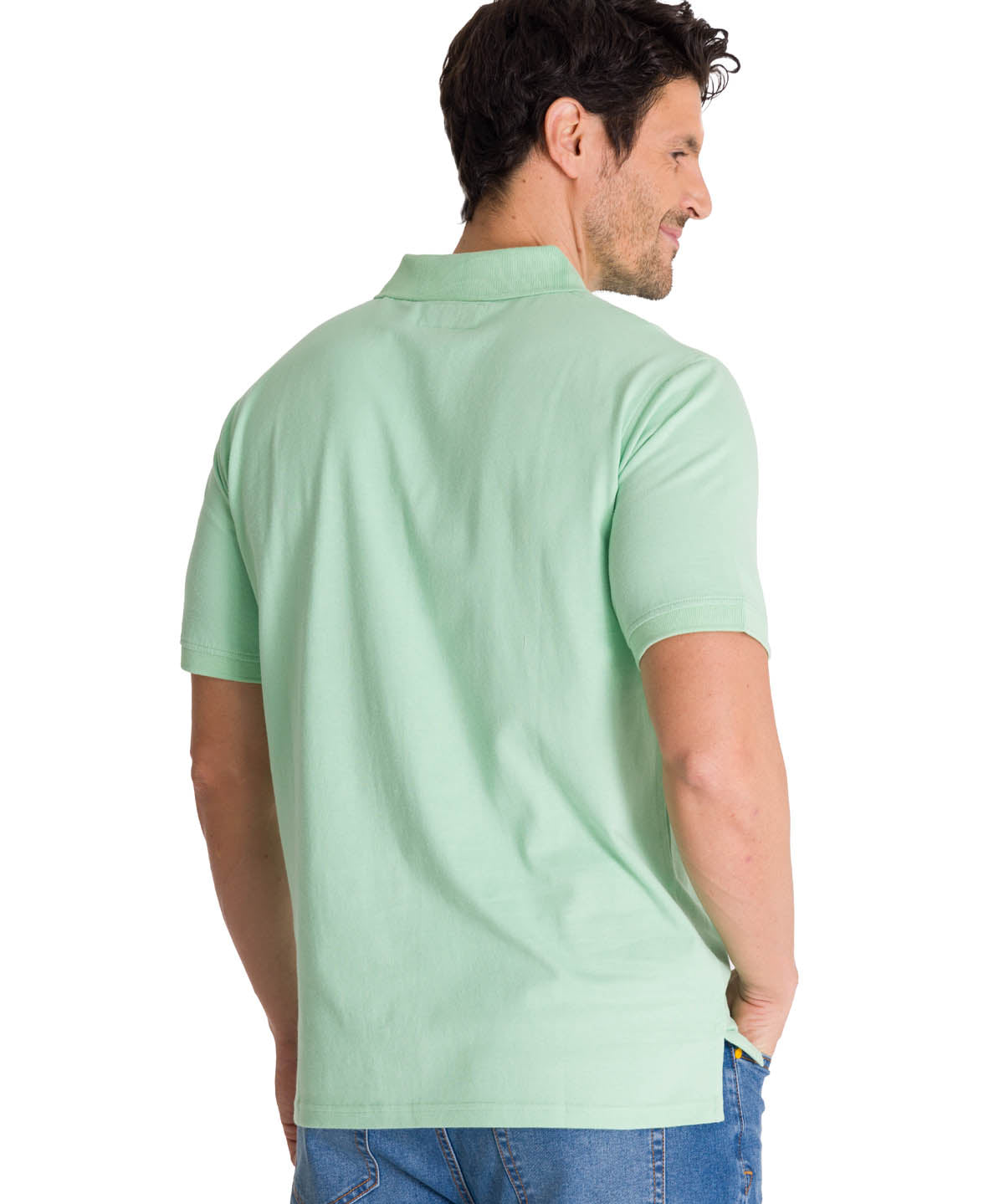 Polera Polo Manga Corta Hombre Logo Verde CAT