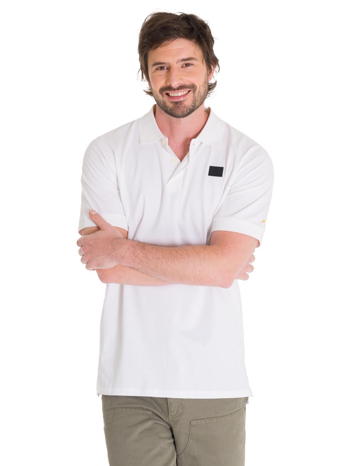 Polera Polo Casual Hombre Cat Logo Jersey Polo Blanco Cat