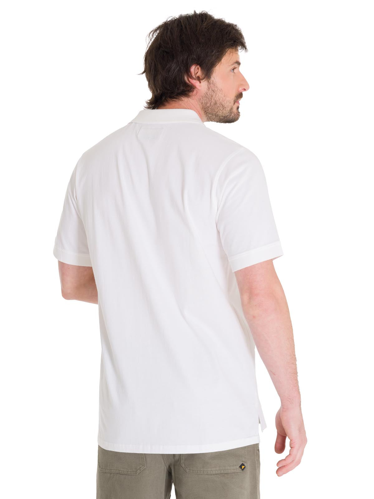 Polera Polo Casual Hombre Cat Logo Jersey Polo Blanco Cat