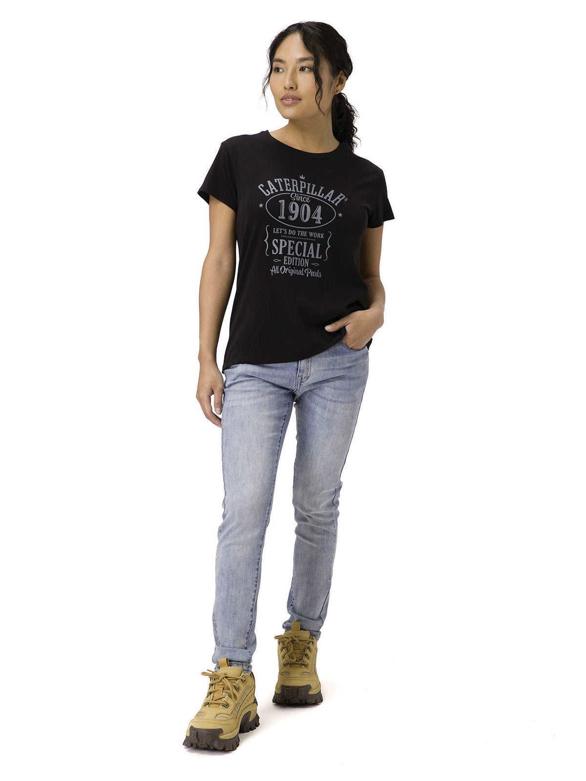 Polera Manga Corta Casual Mujer Caterpillar 1904 Graphic Tee 2 Negro Cat