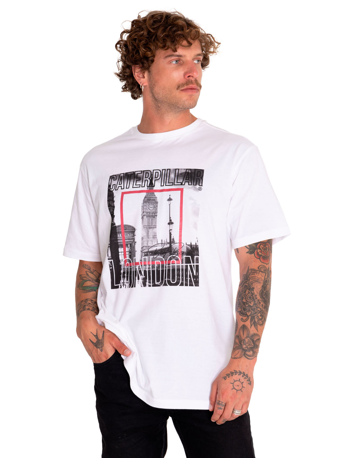 Polera Manga Corta Casual Hombre Photo Real Graphic Tee 2 Blanco Cat