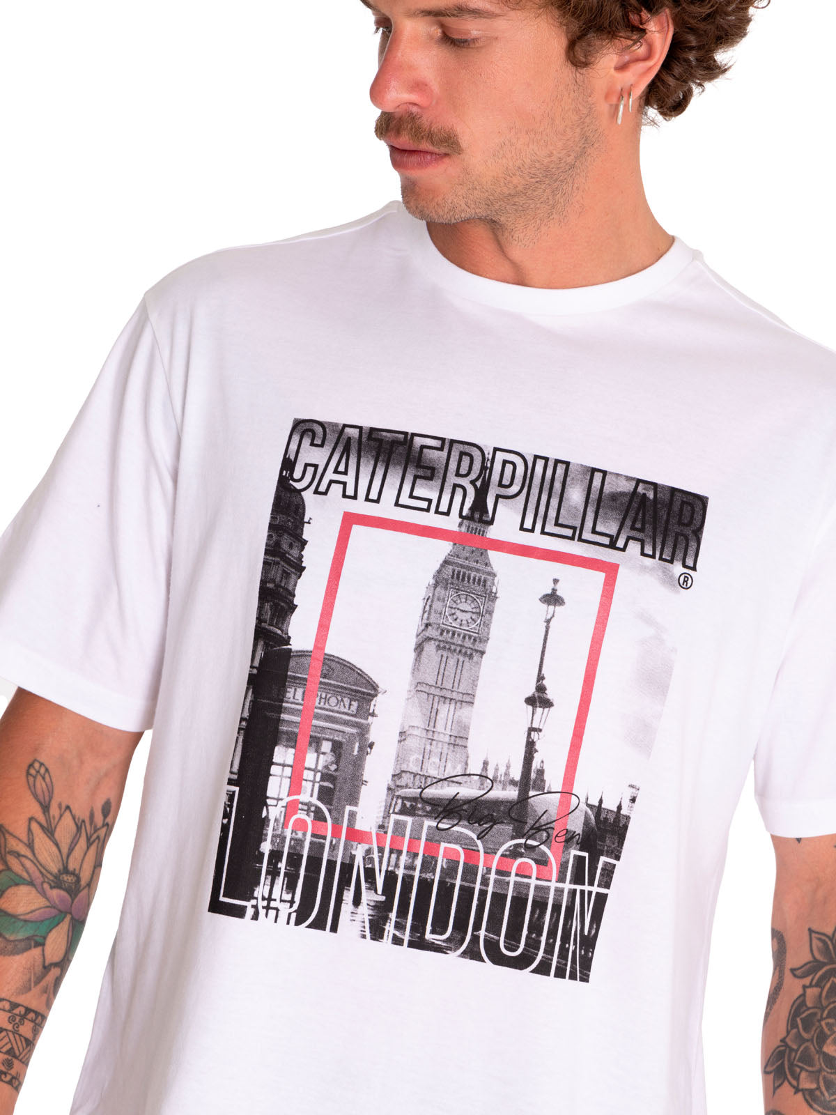 Polera Manga Corta Casual Hombre Photo Real Graphic Tee 2 Blanco Cat