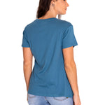 Polera Manga Corta Casual Mujer Cat Logo Tee Azul Cat