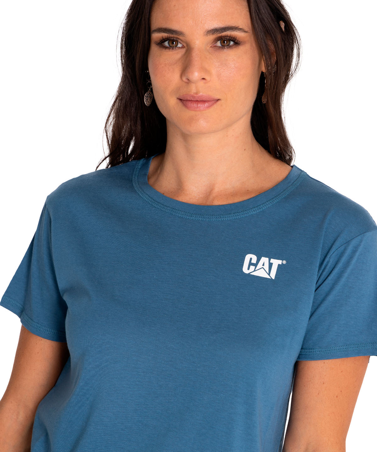 Polera Manga Corta Casual Mujer Cat Logo Tee Azul Cat