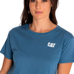 Polera Manga Corta Casual Mujer Cat Logo Tee Azul Cat