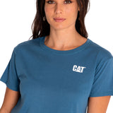 Polera Manga Corta Casual Mujer Cat Logo Tee Azul Cat