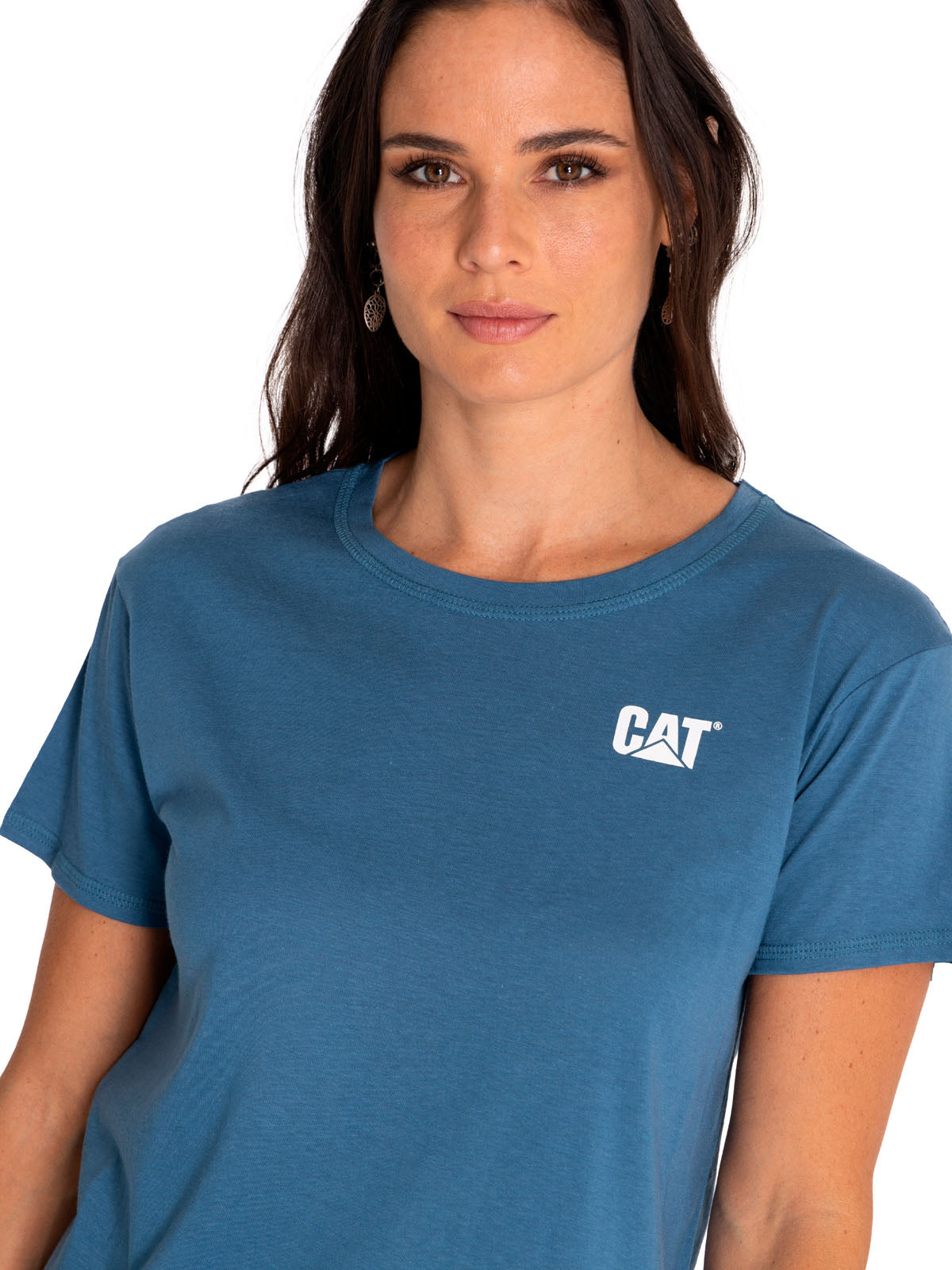 Polera Manga Corta Casual Mujer Cat Logo Tee Azul Cat