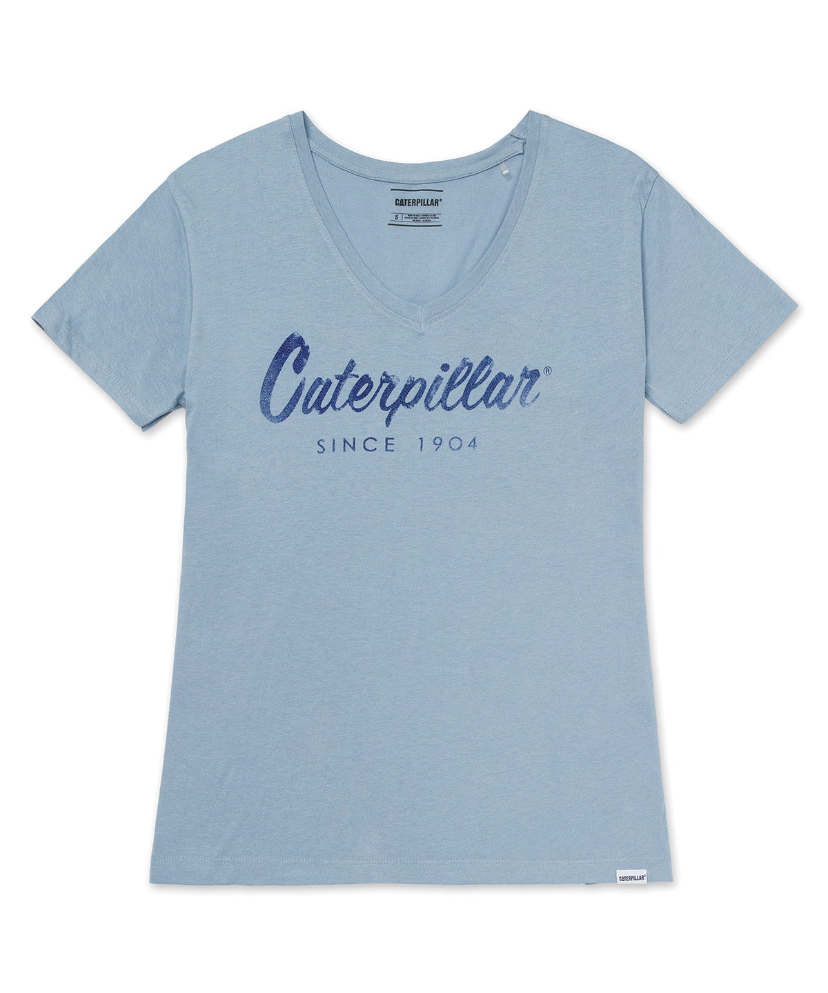 Polera Manga Corta Casual Mujer Caterpillar Script V-Neck Tee Azul Detroit Blue/Blue Mo Cat