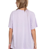 Polera Manga Corta Casual Mujer Oversized Graphic Tee Morado Cat
