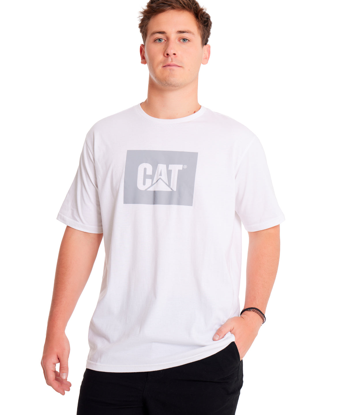 Polera Manga corta Casual Hombre REFLECTIVE CAT LOGO TEE Blanco CAT