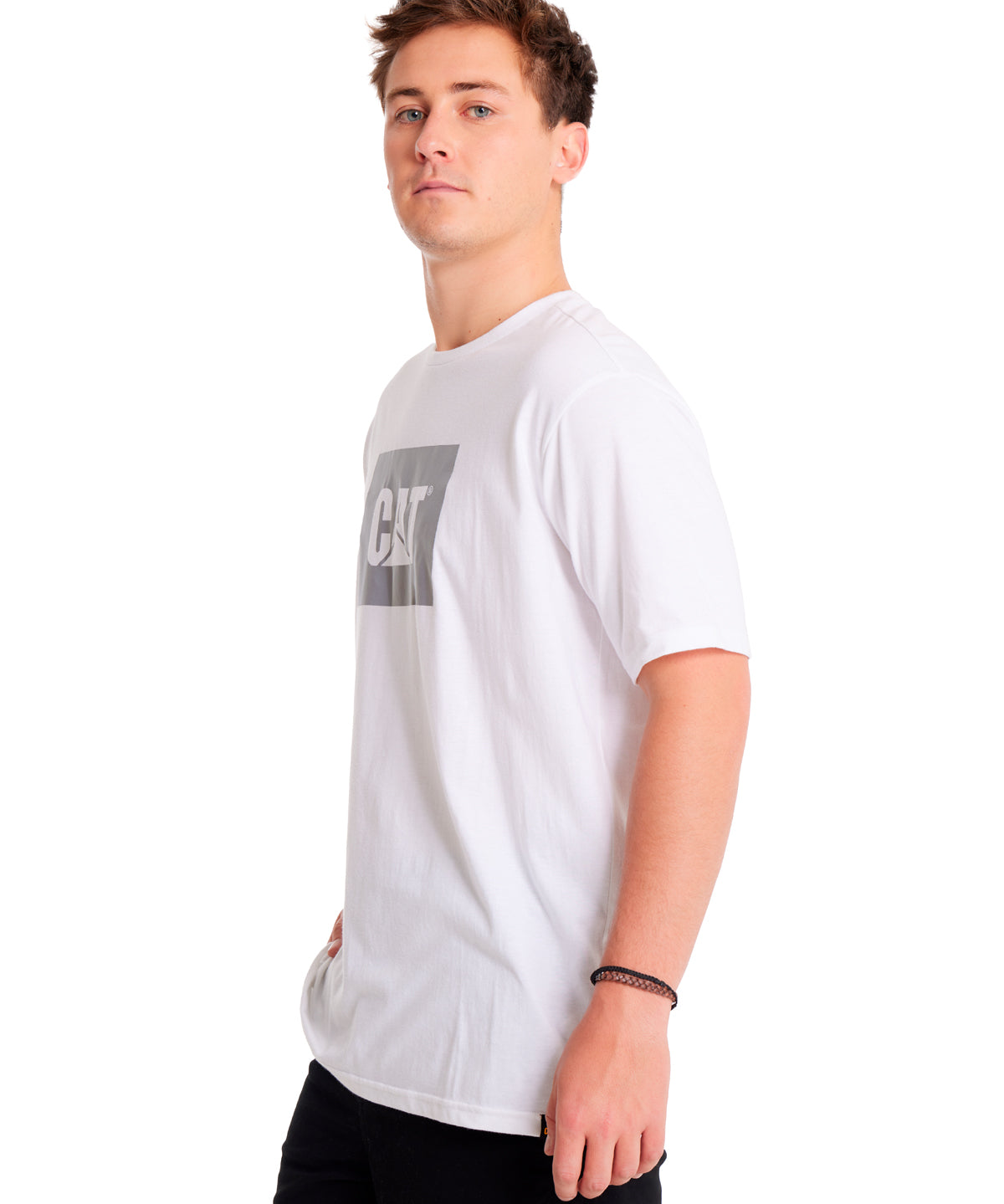 Polera Manga corta Casual Hombre REFLECTIVE CAT LOGO TEE Blanco CAT