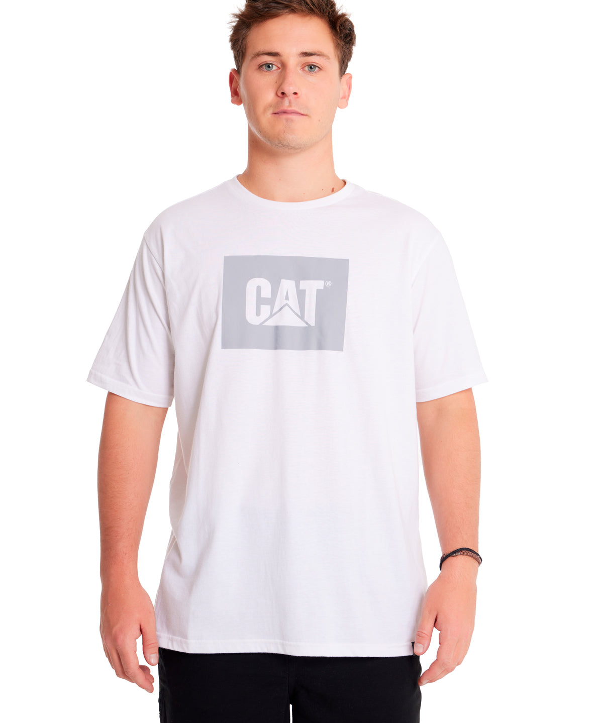 Polera Manga corta Casual Hombre REFLECTIVE CAT LOGO TEE Blanco CAT