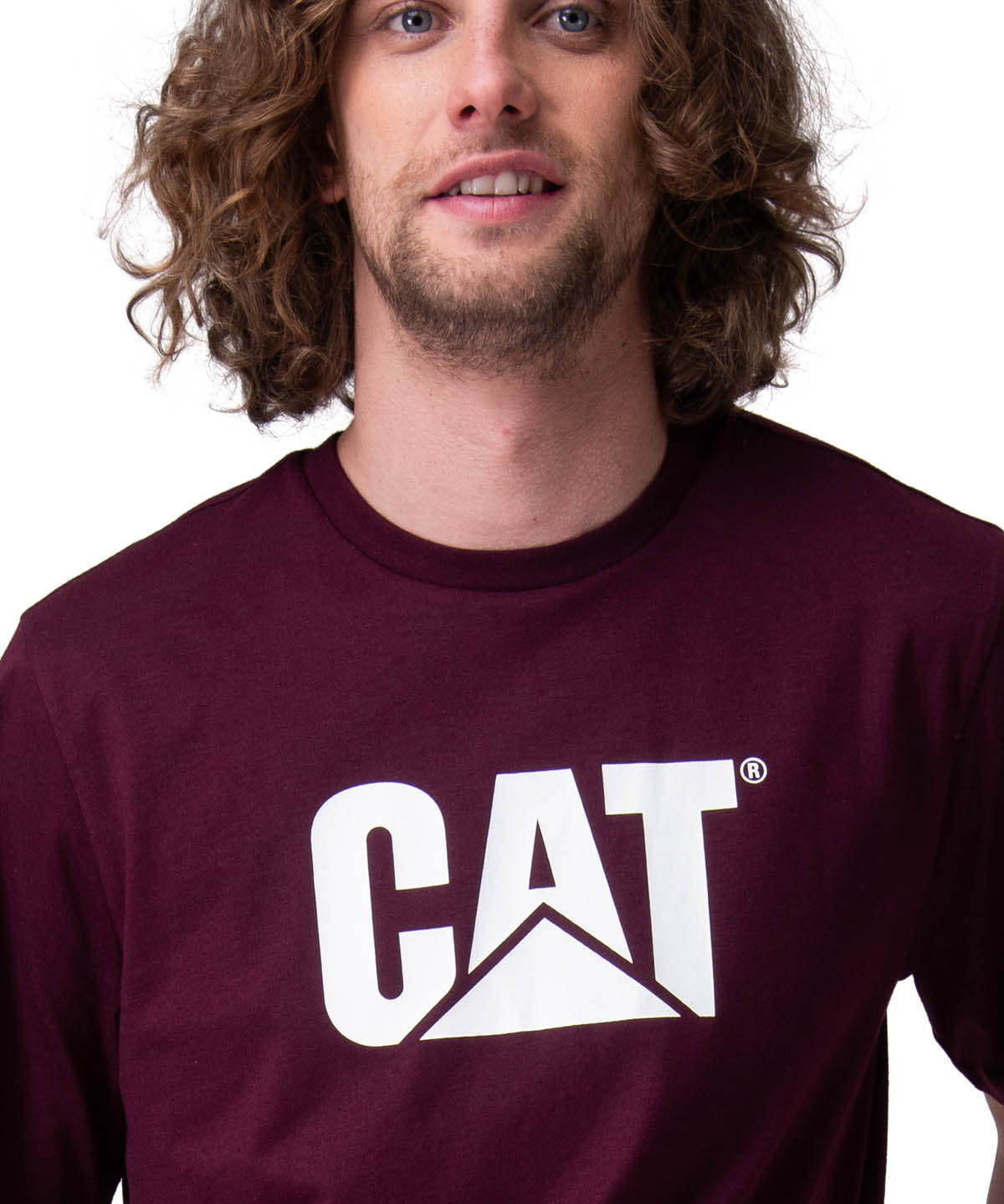 Polera Manga Corta Hombre Cat Logo Tee Morado