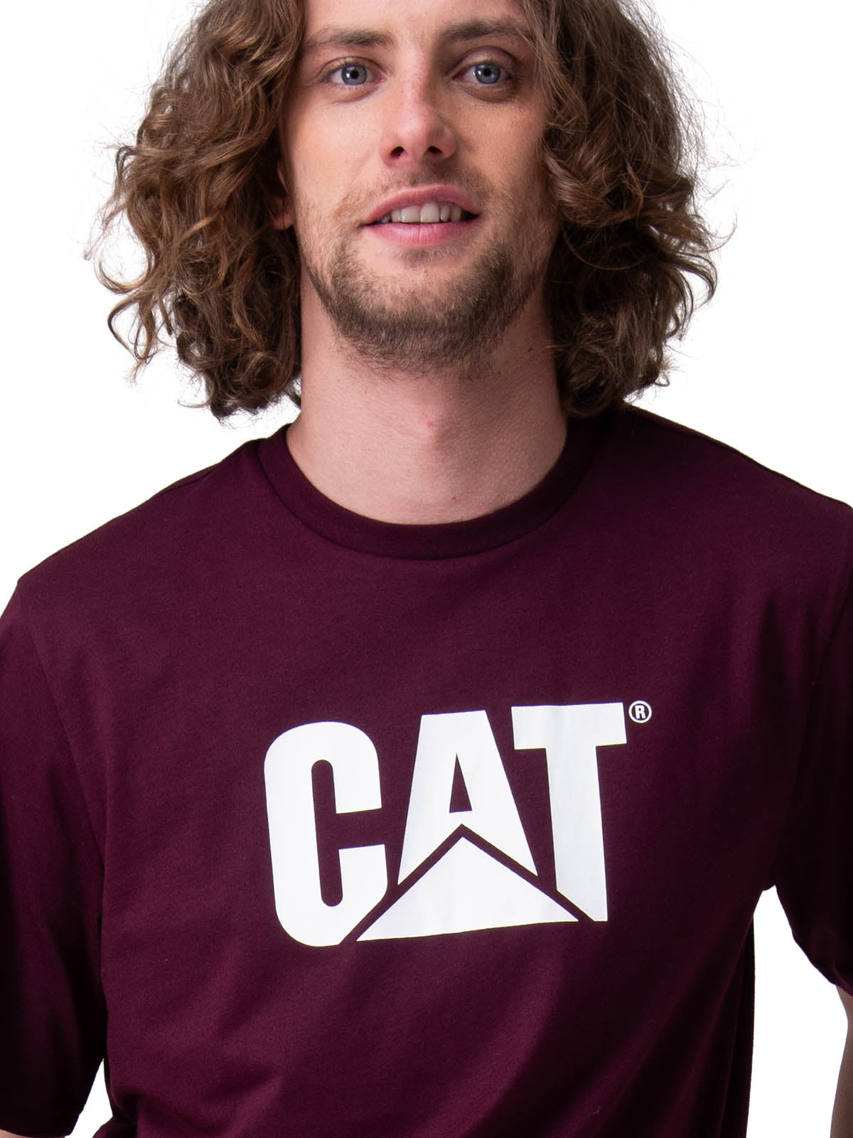 Polera Manga Corta Hombre Cat Logo Tee Morado