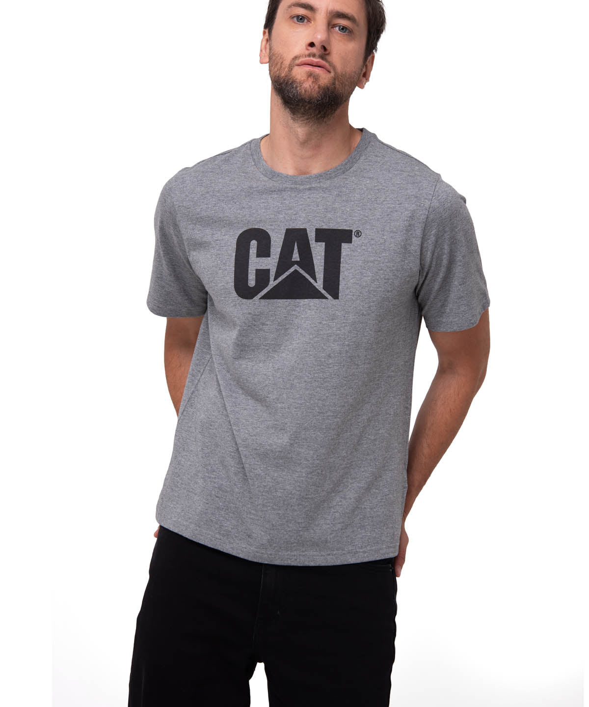 Polera Manga Corta Hombre Logo Gris CAT
