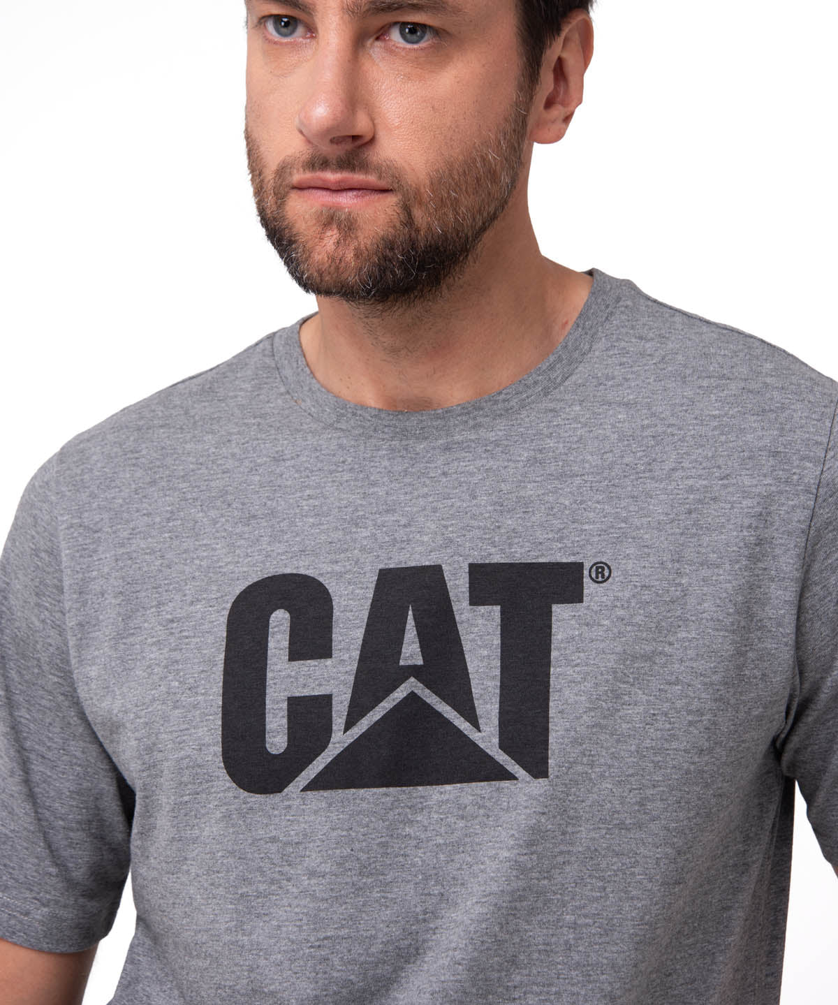 Polera Manga Corta Hombre Logo Gris CAT