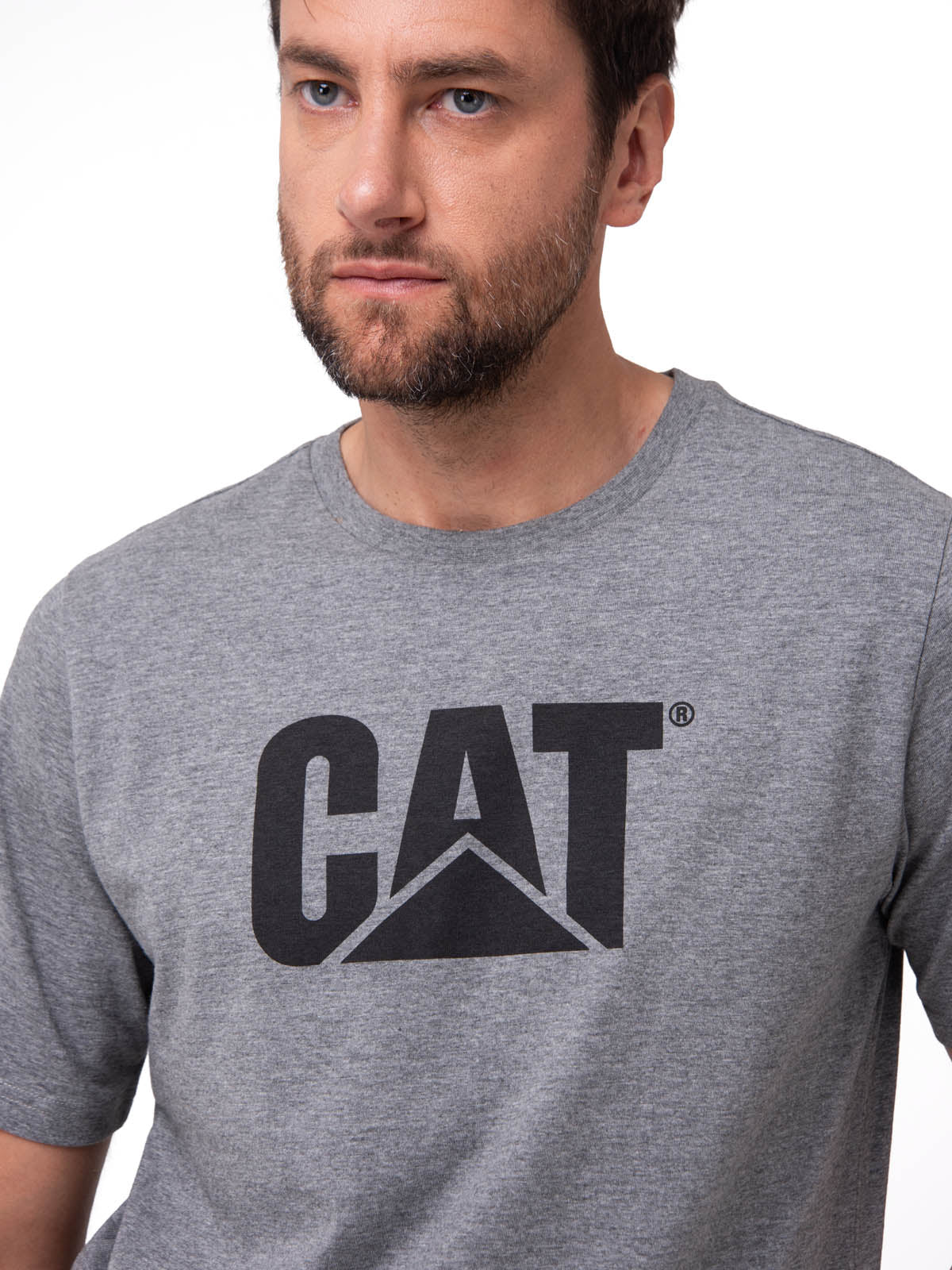 Polera Manga Corta Hombre Logo Gris CAT